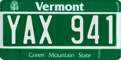 VT license plate YAX941