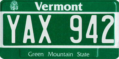 VT license plate YAX942