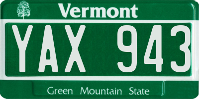 VT license plate YAX943
