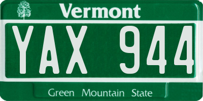 VT license plate YAX944