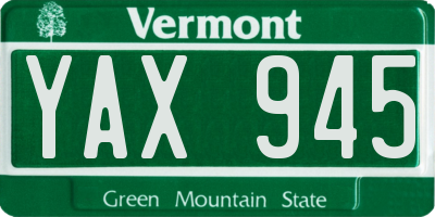 VT license plate YAX945