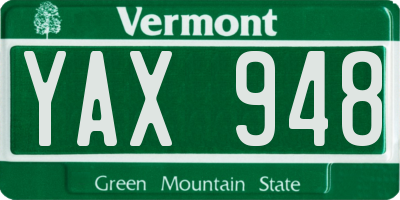 VT license plate YAX948