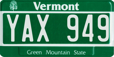 VT license plate YAX949