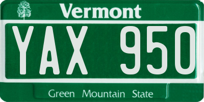 VT license plate YAX950