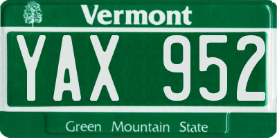 VT license plate YAX952