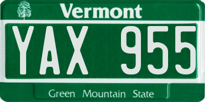 VT license plate YAX955