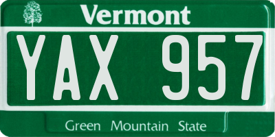 VT license plate YAX957