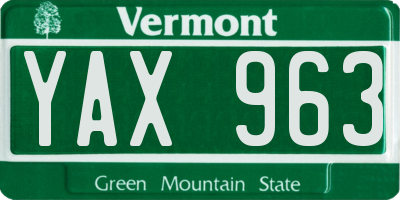 VT license plate YAX963