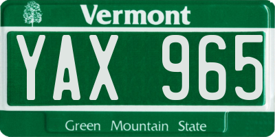 VT license plate YAX965