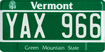 VT license plate YAX966