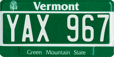 VT license plate YAX967