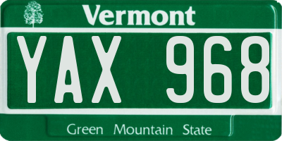 VT license plate YAX968