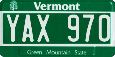 VT license plate YAX970