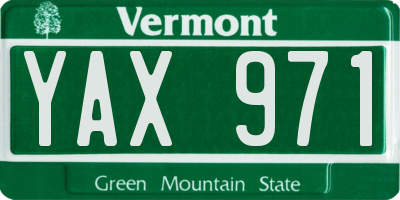 VT license plate YAX971