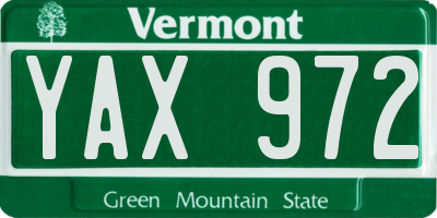VT license plate YAX972