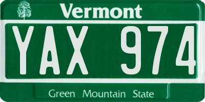 VT license plate YAX974