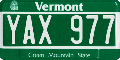 VT license plate YAX977