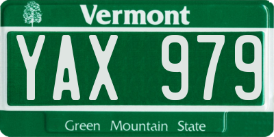 VT license plate YAX979