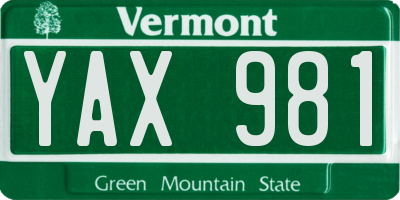 VT license plate YAX981