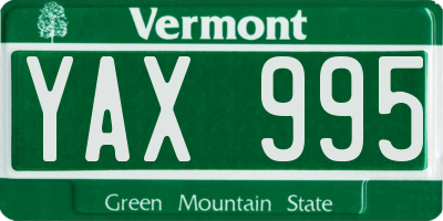VT license plate YAX995