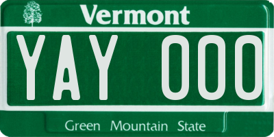 VT license plate YAY000