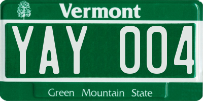 VT license plate YAY004