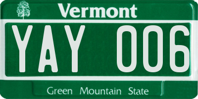 VT license plate YAY006