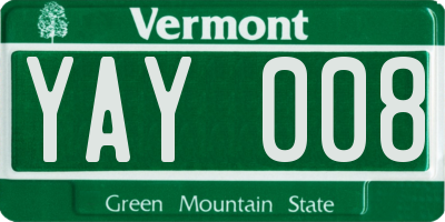 VT license plate YAY008