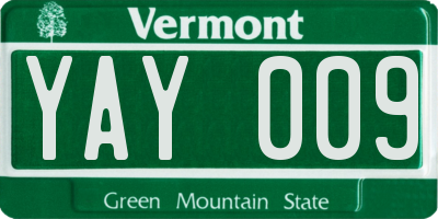 VT license plate YAY009
