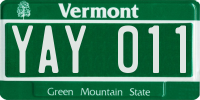 VT license plate YAY011