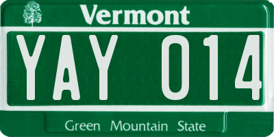 VT license plate YAY014
