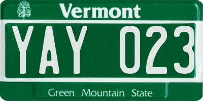 VT license plate YAY023