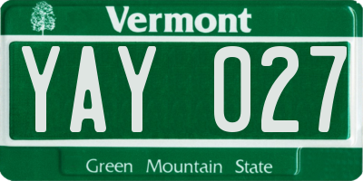 VT license plate YAY027