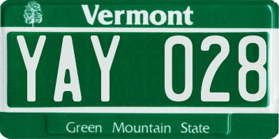 VT license plate YAY028