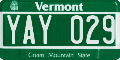 VT license plate YAY029