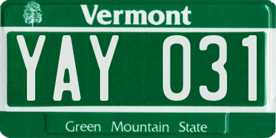 VT license plate YAY031