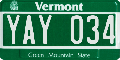 VT license plate YAY034