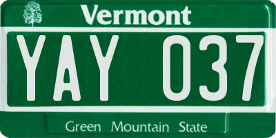 VT license plate YAY037