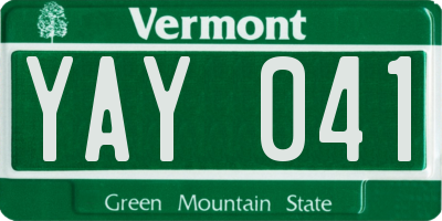 VT license plate YAY041