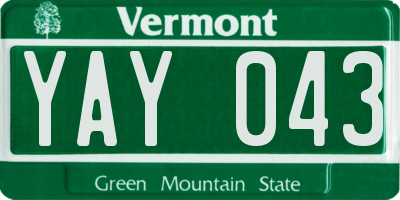 VT license plate YAY043