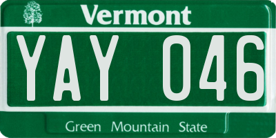 VT license plate YAY046
