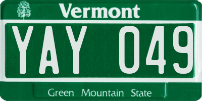 VT license plate YAY049