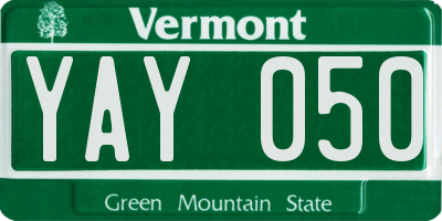 VT license plate YAY050