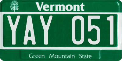 VT license plate YAY051