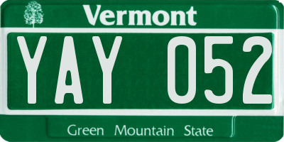 VT license plate YAY052