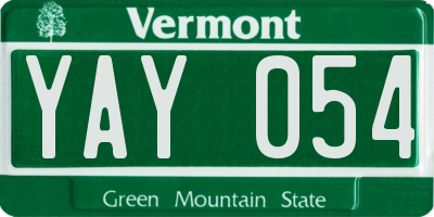 VT license plate YAY054