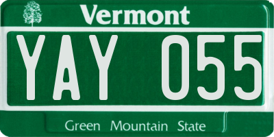 VT license plate YAY055