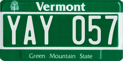 VT license plate YAY057