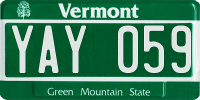 VT license plate YAY059