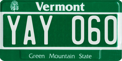 VT license plate YAY060